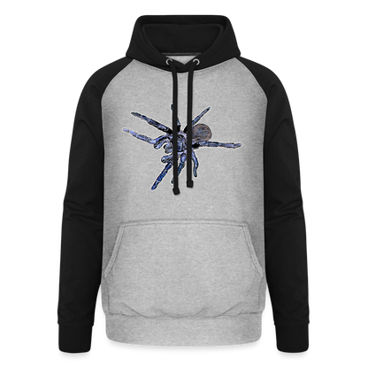 Unisex Baseball Hoodie Pterinopelma sazimai - Grau meliert/Schwarz
