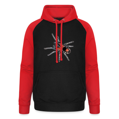 Unisex Baseball Hoodie Cyriocosmus elegans - Schwarz/Rot