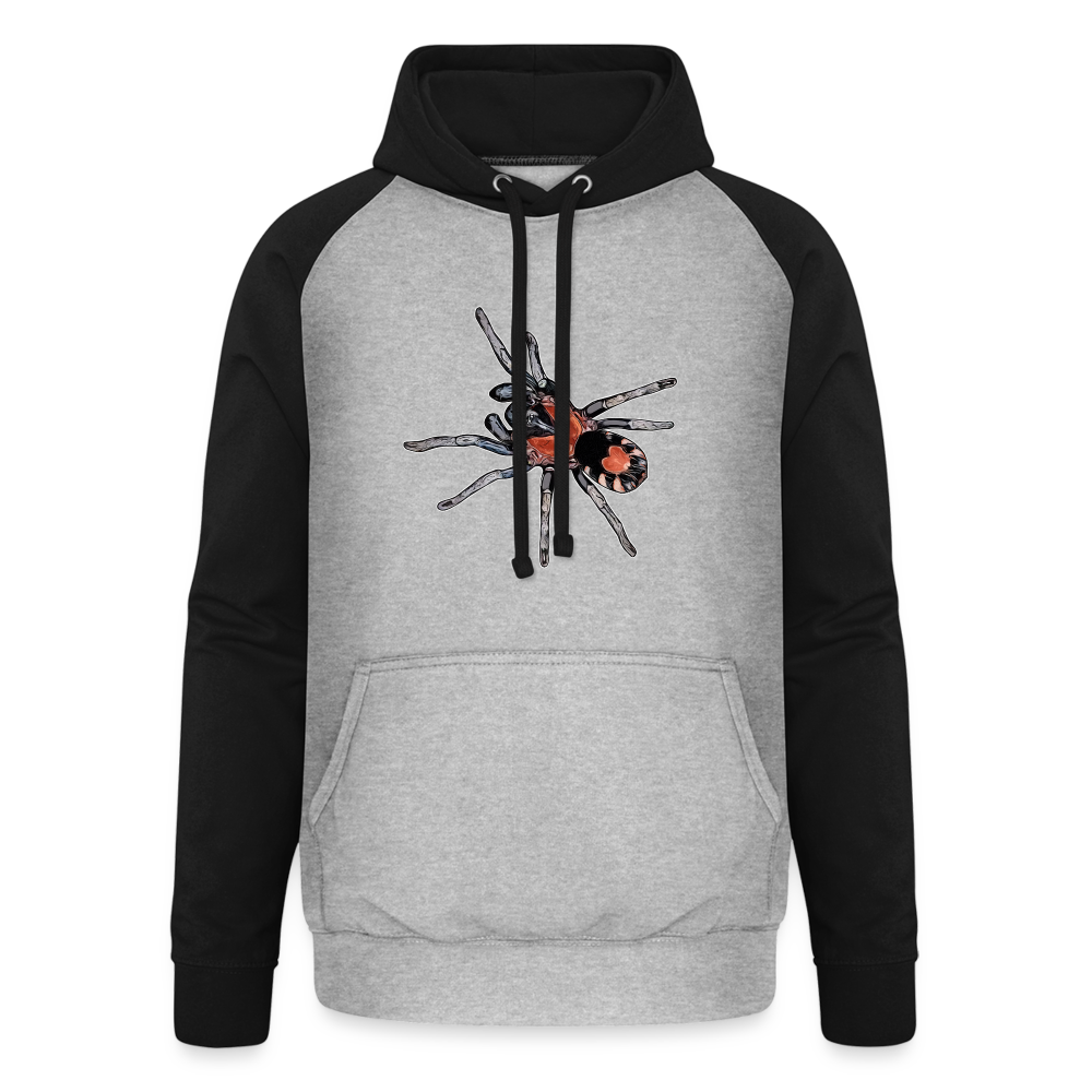 Unisex Baseball Hoodie Cyriocosmus elegans - Grau meliert/Schwarz