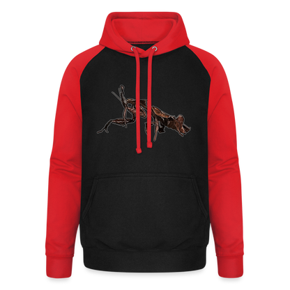 Unisex Baseball Hoodie Phyllocrania paradoxa female 2 - Schwarz/Rot