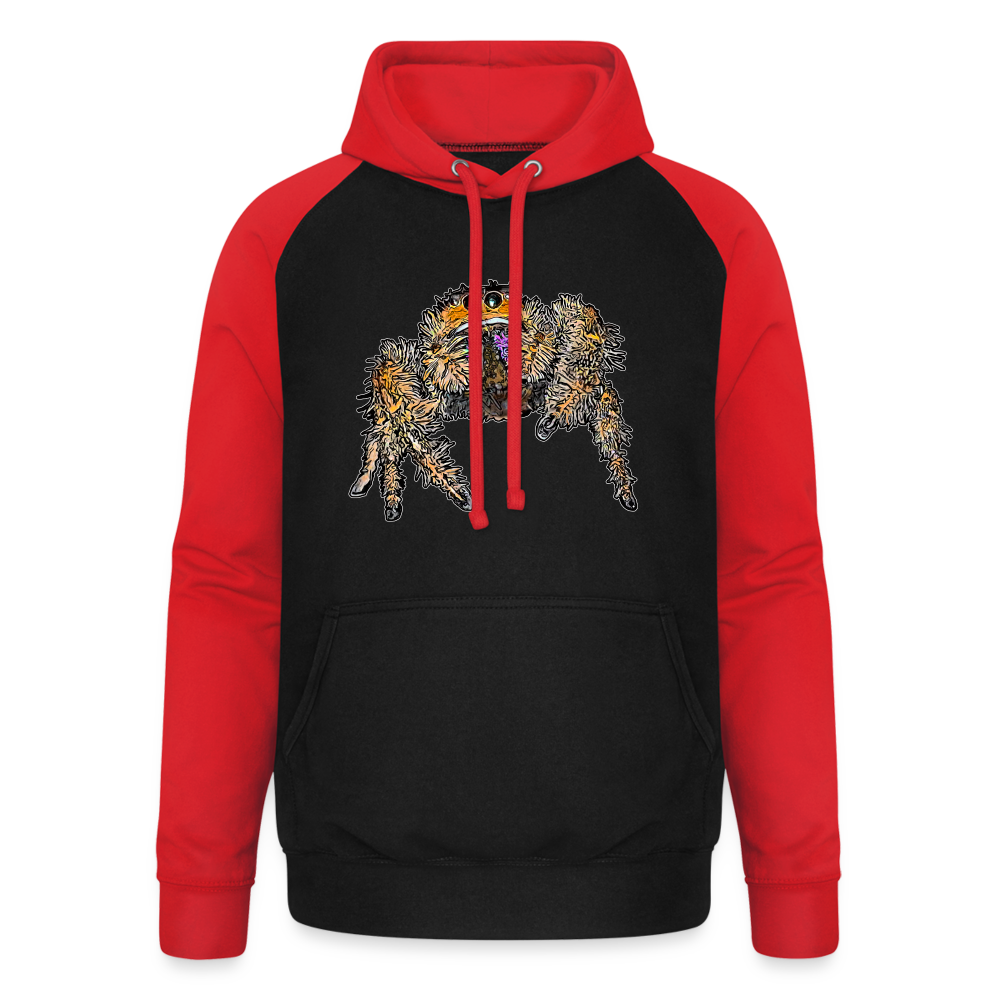 Unisex Baseball Hoodie Phidippus regius Everglades female - Schwarz/Rot