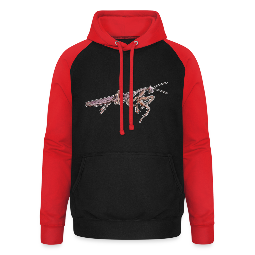 Unisex Baseball Hoodie Rhombodera kirbyi male - Schwarz/Rot