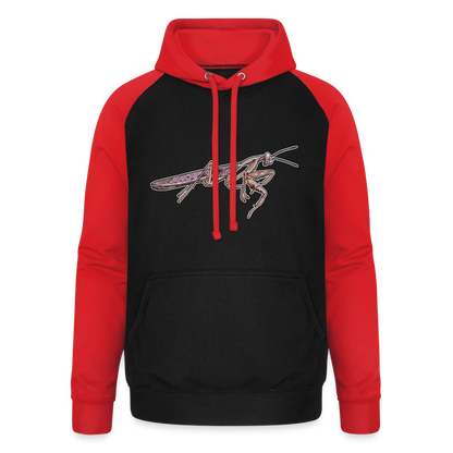 Unisex Baseball Hoodie Rhombodera kirbyi male - Schwarz/Rot