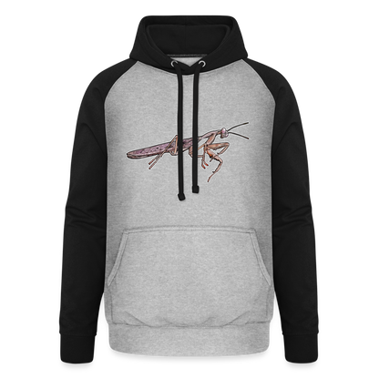 Unisex Baseball Hoodie Rhombodera kirbyi male - Grau meliert/Schwarz