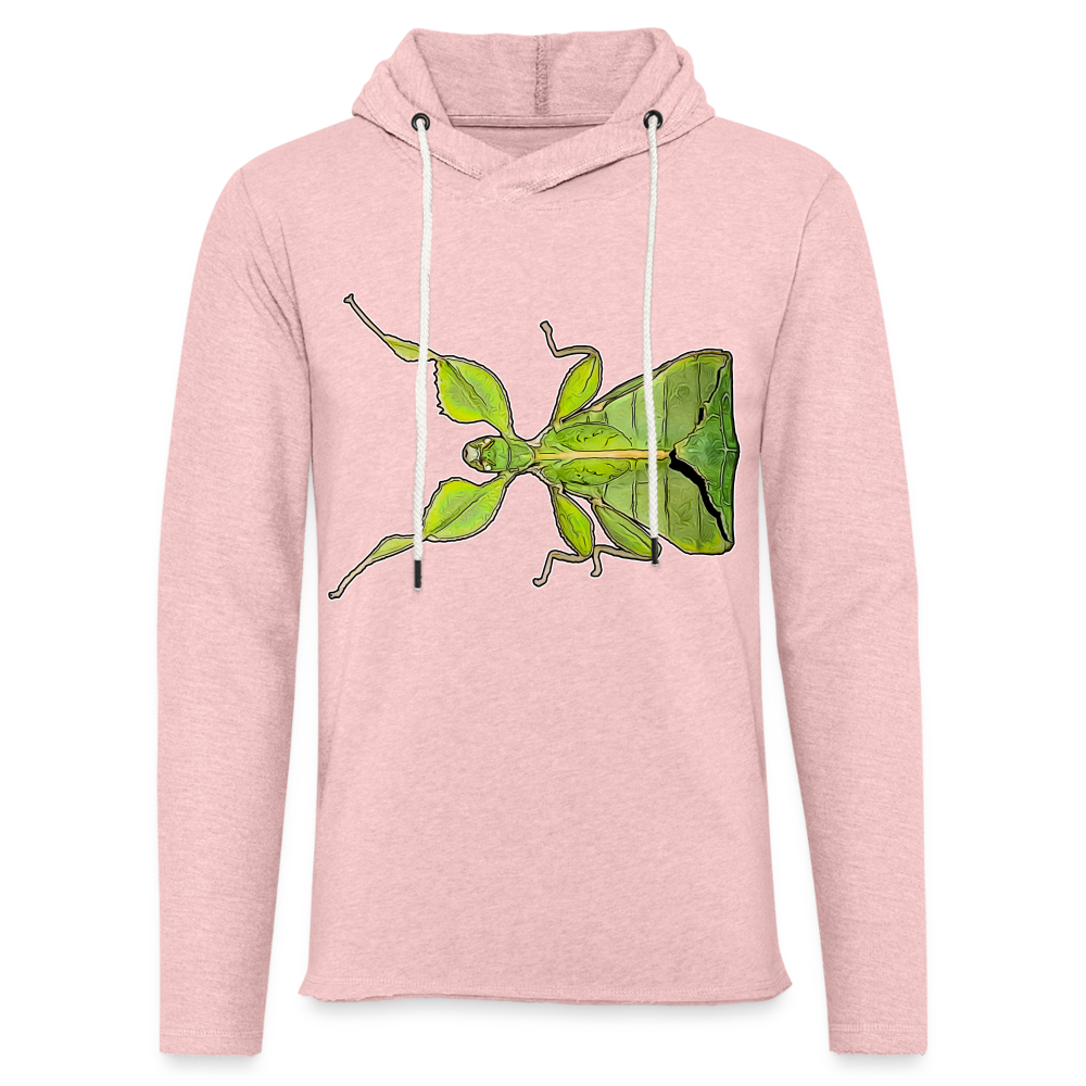 Unisex Kapuzensweatshirt Phyllium philippinicum female - Rosa-Creme meliert