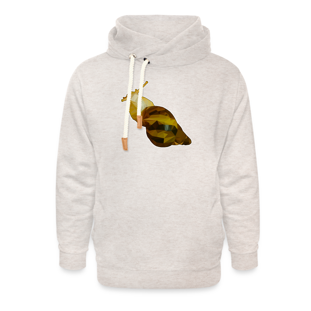 Unisex Schalkragen Hoodie Achatina reticulata Low Poly - Beige meliert