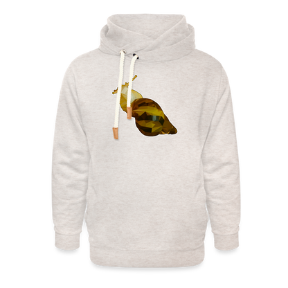 Unisex Schalkragen Hoodie Achatina reticulata Low Poly - Beige meliert