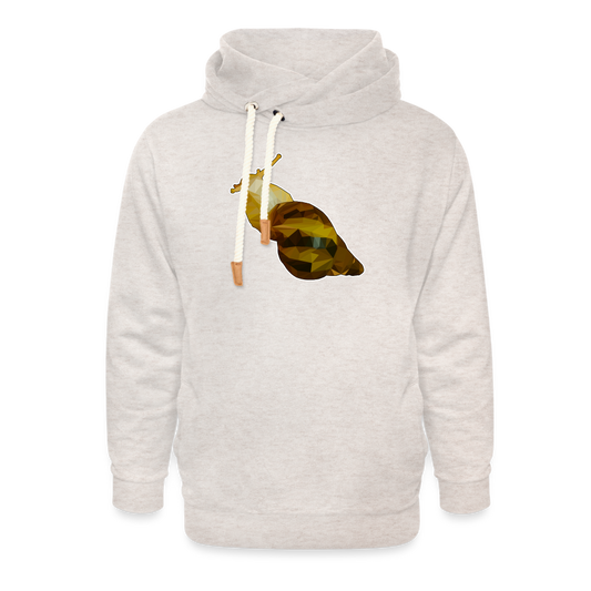 Unisex Schalkragen Hoodie Achatina reticulata Low Poly - Beige meliert
