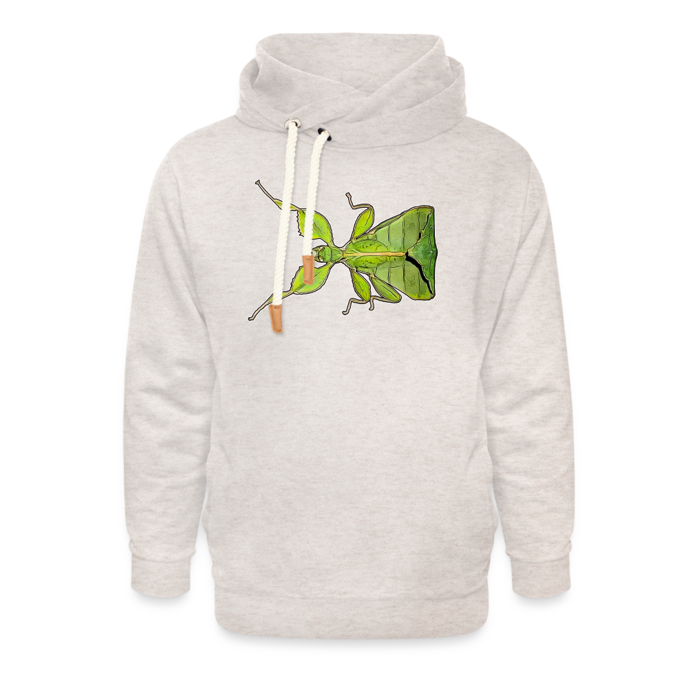 Unisex Schalkragen Hoodie Phyllium philippinicum female - Beige meliert