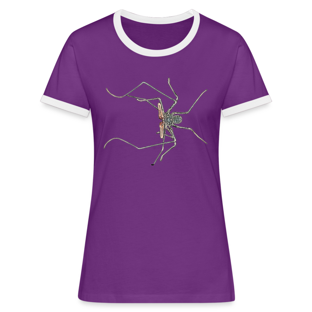 Frauen Kontrast-T-Shirt Euphrynichus bacillifer - Lila/Weiß