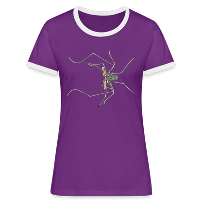 Frauen Kontrast-T-Shirt Euphrynichus bacillifer - Lila/Weiß