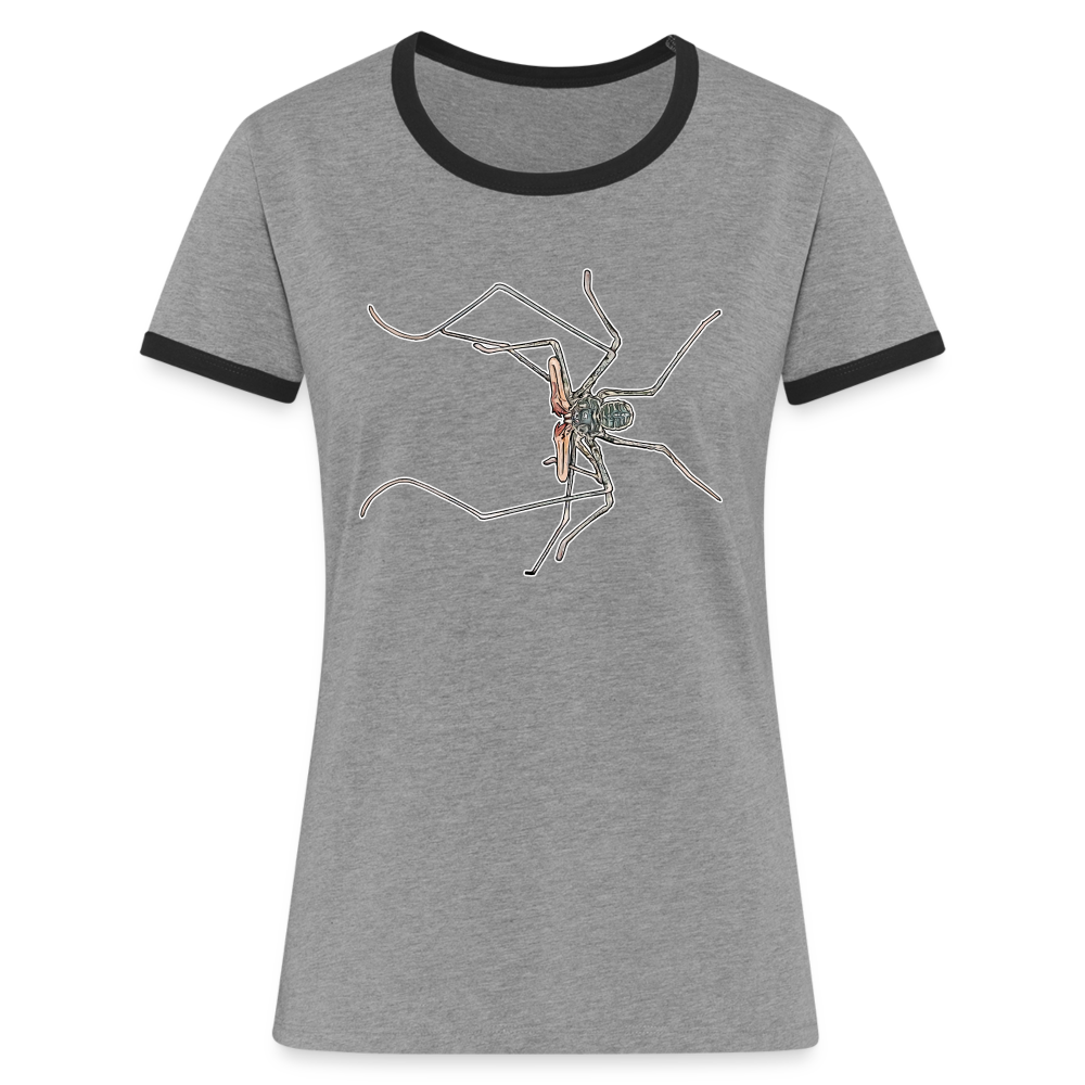 Frauen Kontrast-T-Shirt Euphrynichus bacillifer - Grau meliert/Schwarz