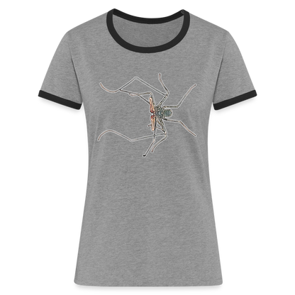 Frauen Kontrast-T-Shirt Euphrynichus bacillifer - Grau meliert/Schwarz