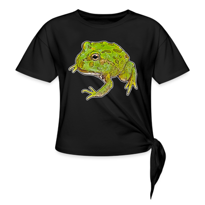 Frauen Knotenshirt Ceratophrys cranwelli Peppermint Blue - Schwarz