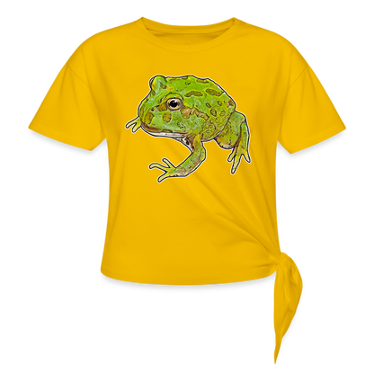 Frauen Knotenshirt Ceratophrys cranwelli Peppermint Blue - Sonnengelb