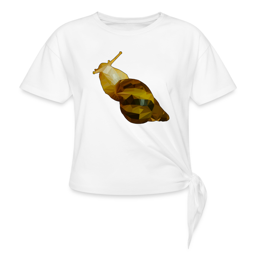 Frauen Knotenshirt Achatina reticulata Low Poly - weiß