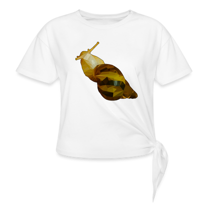 Frauen Knotenshirt Achatina reticulata Low Poly - weiß