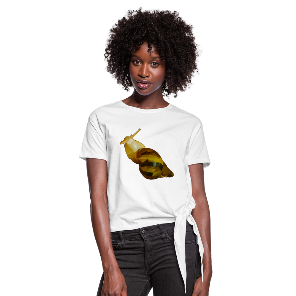 Frauen Knotenshirt Achatina reticulata Low Poly - weiß