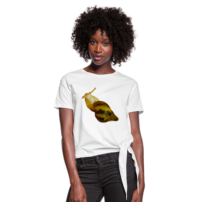 Frauen Knotenshirt Achatina reticulata Low Poly - weiß