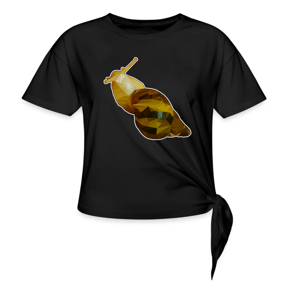 Frauen Knotenshirt Achatina reticulata Low Poly - Schwarz