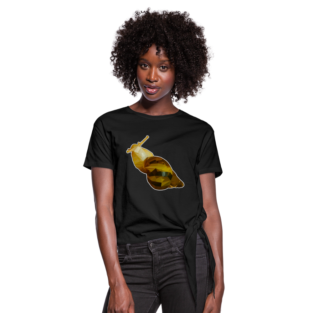 Frauen Knotenshirt Achatina reticulata Low Poly - Schwarz