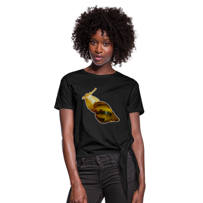 Frauen Knotenshirt Achatina reticulata Low Poly - Schwarz