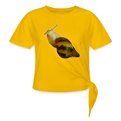 Frauen Knotenshirt Achatina reticulata Low Poly - Sonnengelb