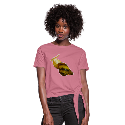 Frauen Knotenshirt Achatina reticulata Low Poly - Malve