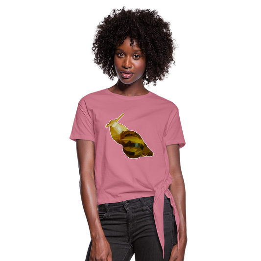 Frauen Knotenshirt Achatina reticulata Low Poly - Malve