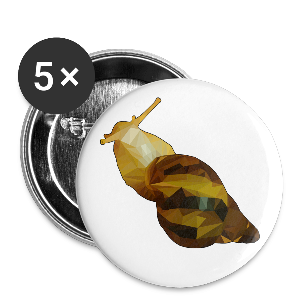 Buttons groß 56 mm (5er Pack) Achatina reticulata Low Poly - weiß