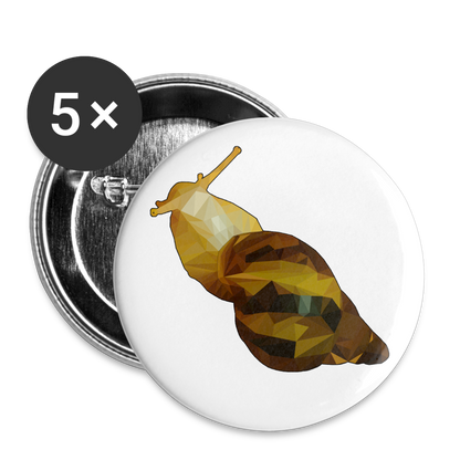 Buttons groß 56 mm (5er Pack) Achatina reticulata Low Poly - weiß