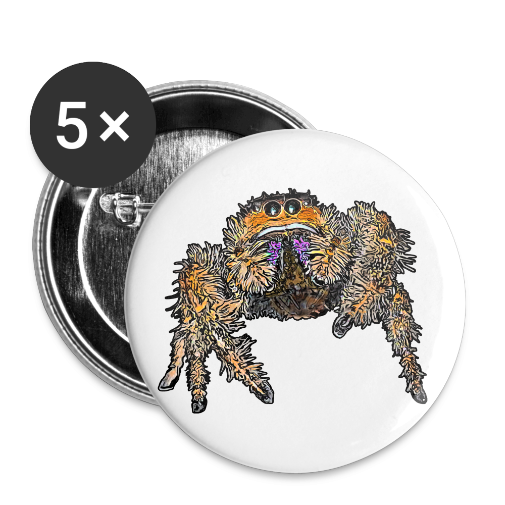 Buttons groß 56 mm (5er Pack) Phidippus regius Everglades female - weiß