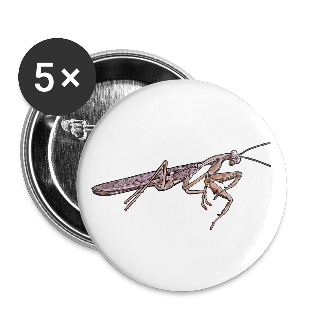 Buttons mittel 32 mm (5er Pack) Rhombodera kirbyi male - weiß