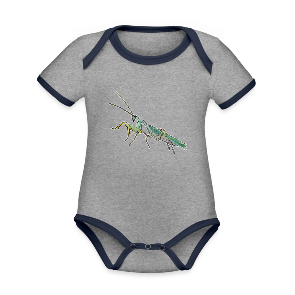 Baby Kontrastbody kurz Sphodromantis lineola male - Grau meliert/Navy