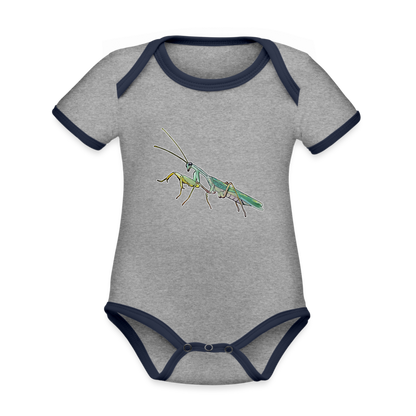 Baby Kontrastbody kurz Sphodromantis lineola male - Grau meliert/Navy