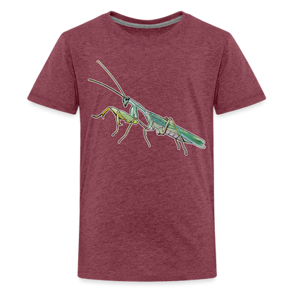 Teenager Basic T-Shirt Sphodromantis lineola male - Bordeauxrot meliert