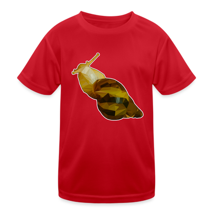 Kinder Funktions-T-Shirt Achatina reticulata Low Poly - Rot