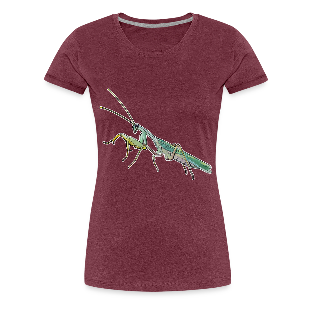Frauen Basic T-Shirt Sphodromantis lineola male - Bordeauxrot meliert