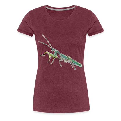 Frauen Basic T-Shirt Sphodromantis lineola male - Bordeauxrot meliert