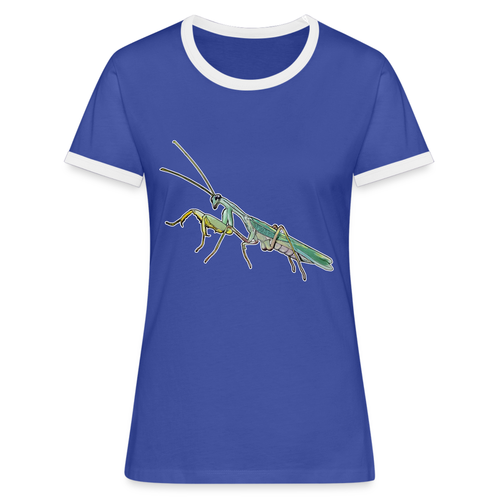 Frauen Kontrast-T-Shirt Sphodromantis lineola male - Blau/Weiß