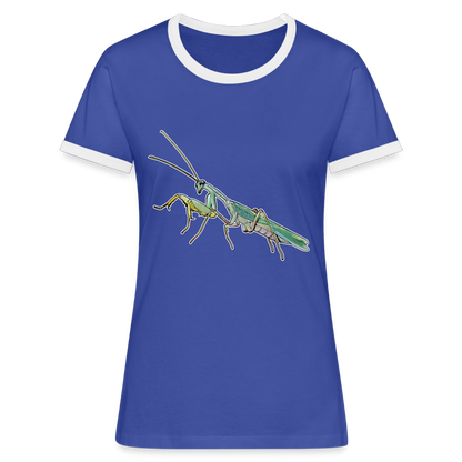 Frauen Kontrast-T-Shirt Sphodromantis lineola male - Blau/Weiß