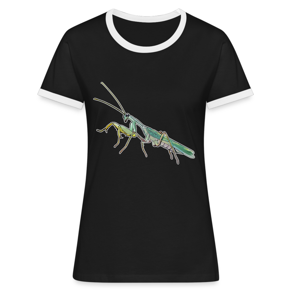 Frauen Kontrast-T-Shirt Sphodromantis lineola male - Schwarz/Weiß