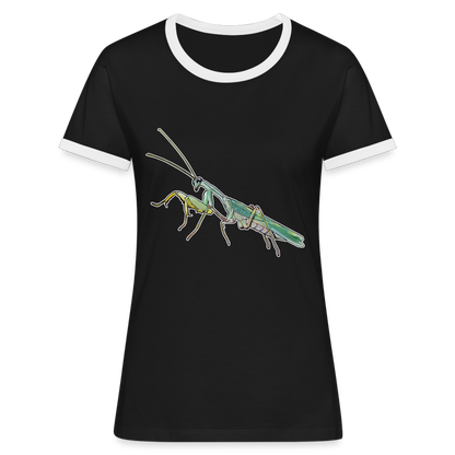 Frauen Kontrast-T-Shirt Sphodromantis lineola male - Schwarz/Weiß