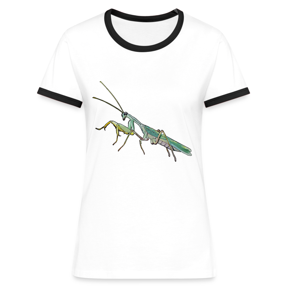 Frauen Kontrast-T-Shirt Sphodromantis lineola male - Weiß/Schwarz