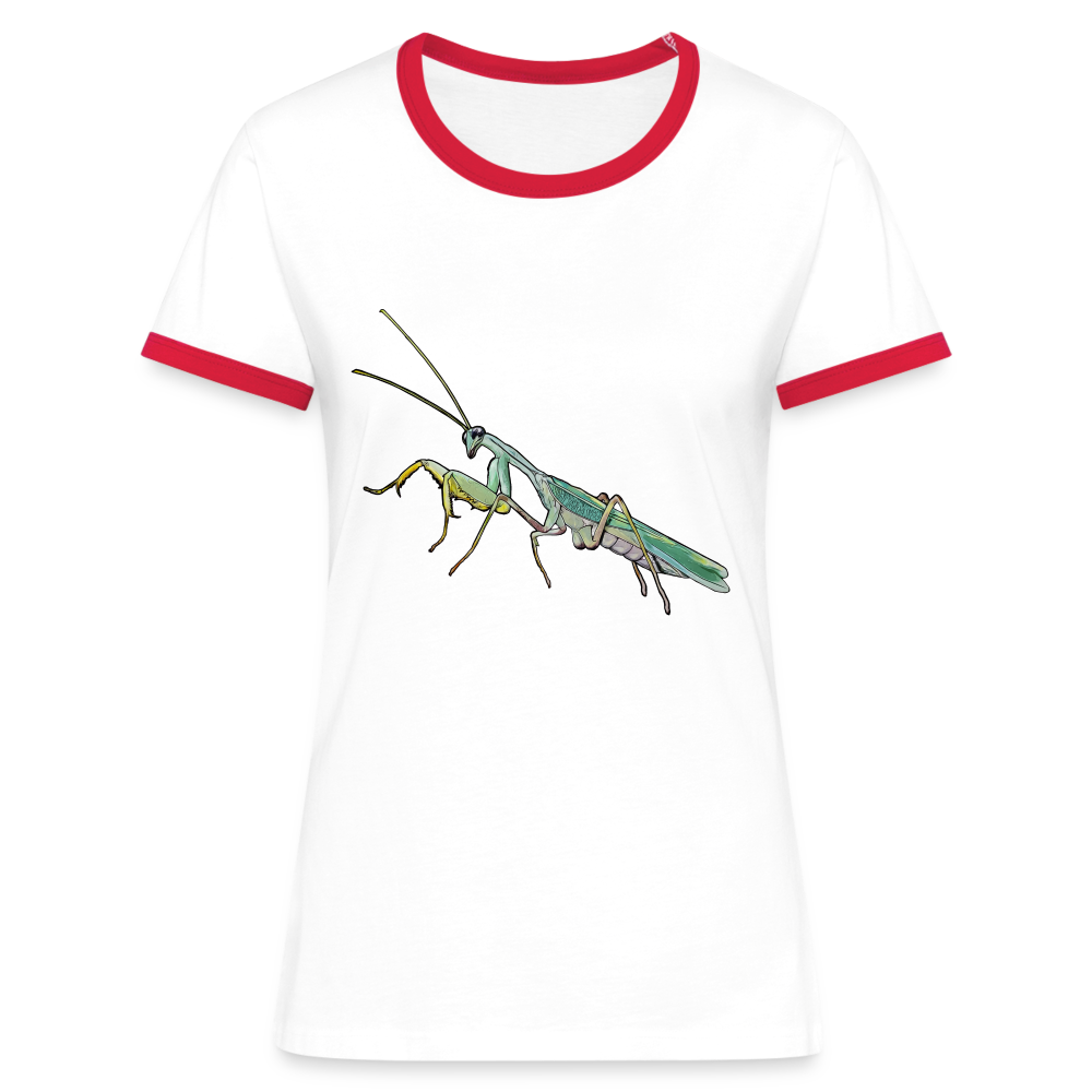 Frauen Kontrast-T-Shirt Sphodromantis lineola male - Weiß/Rot