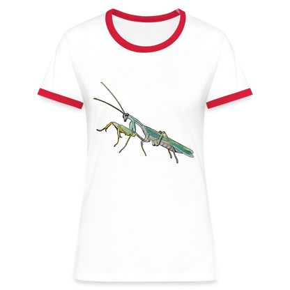 Frauen Kontrast-T-Shirt Sphodromantis lineola male - Weiß/Rot
