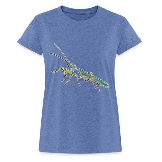 Frauen Oversized T-Shirt Sphodromantis lineola male - Denim meliert
