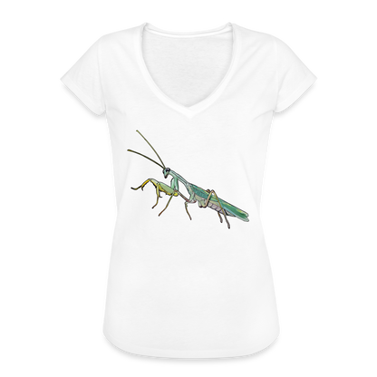 Frauen Vintage T-Shirt Sphodromantis lineola male - weiß