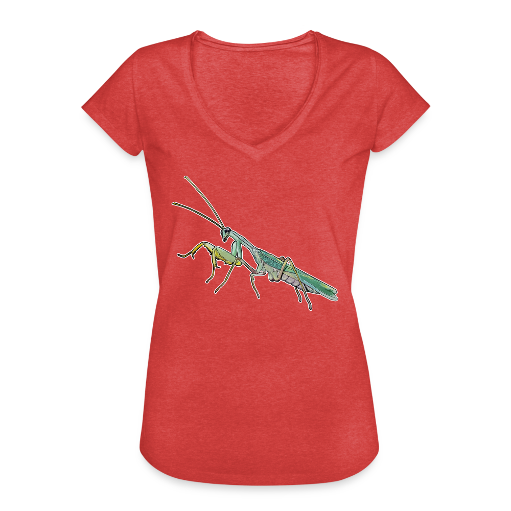 Frauen Vintage T-Shirt Sphodromantis lineola male - Rot meliert