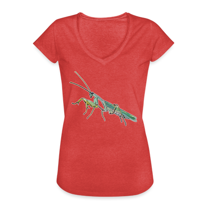 Frauen Vintage T-Shirt Sphodromantis lineola male - Rot meliert